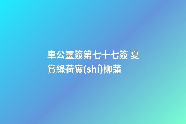 車公靈簽第七十七簽 夏賞綠荷實(shí)柳蒲